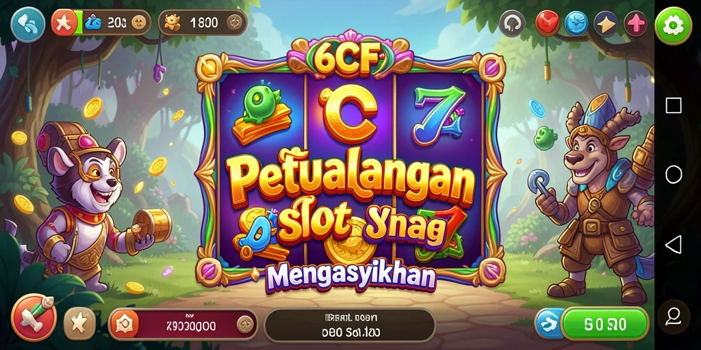 Screenshot gameplay 6CF menampilkan keseruan mesin Slot yang penuh warna dan bonus.
