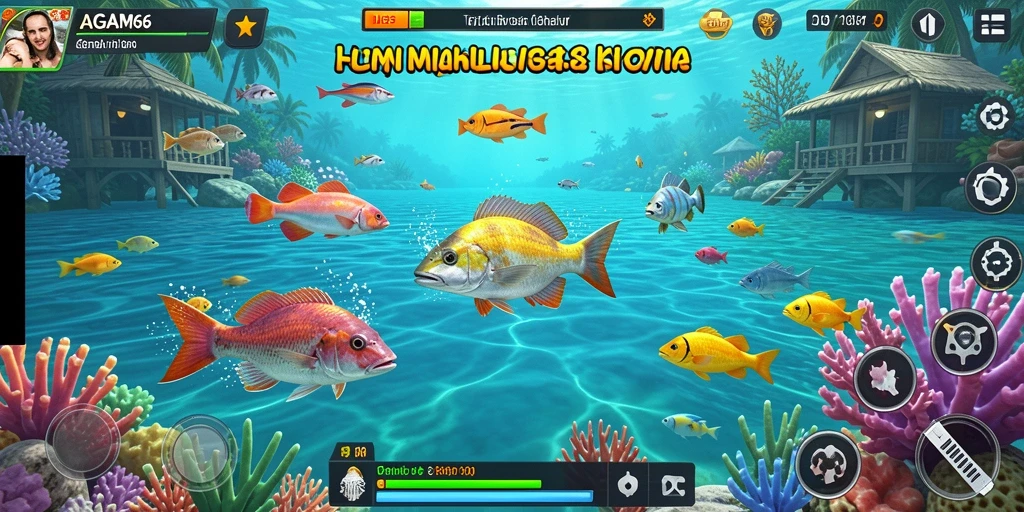 Tampilan gameplay AGAM66 yang seru saat menangkap ikan.
