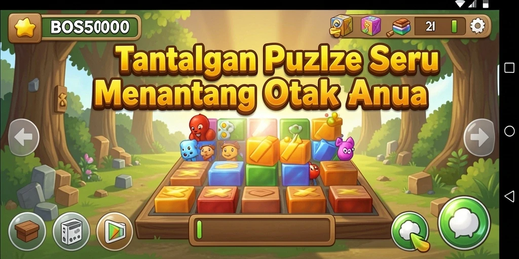 Tangkapan layar utama BOS5000 menunjukkan gameplay puzzle yang menarik dan penuh tantangan.