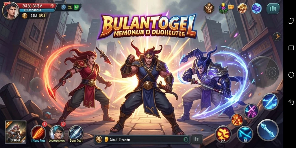 Screenshot menunjukkan pertarungan intens antara karakter-karakter menarik di BULANTOGEL.