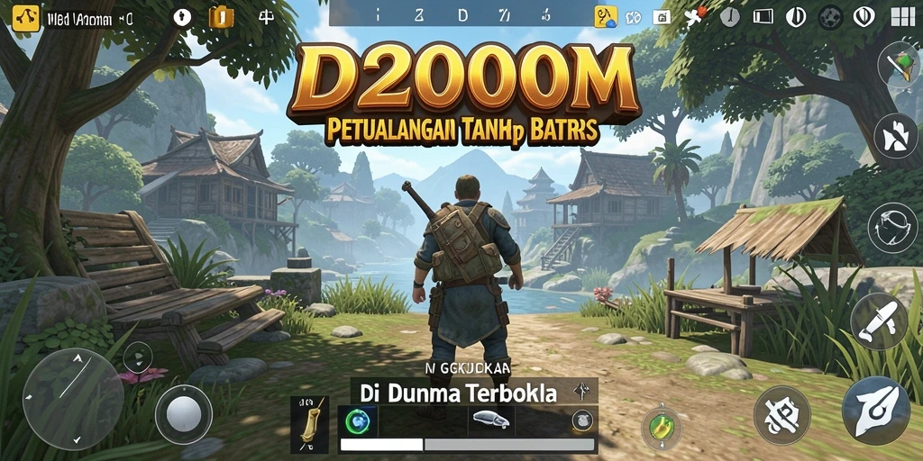 Gameplay D200M menunjukkan eksplorasi dunia terbuka yang luas.