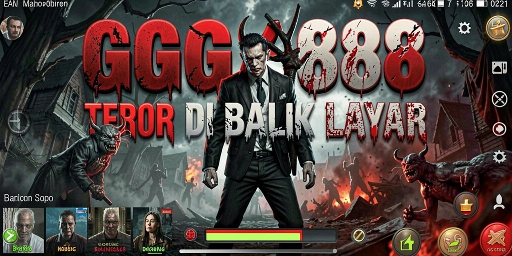 Screenshot gameplay GGG888 dengan suasana menyeramkan dan efek horor.