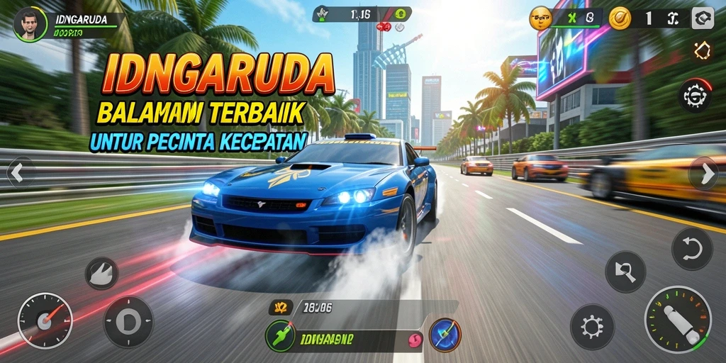 Tampilan gameplay seru balap mobil di IDNGARUDA.