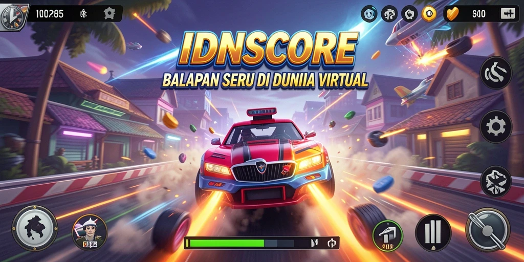 Screenshot menunjukkan intensnya balapan dalam game IDNSCORE.
