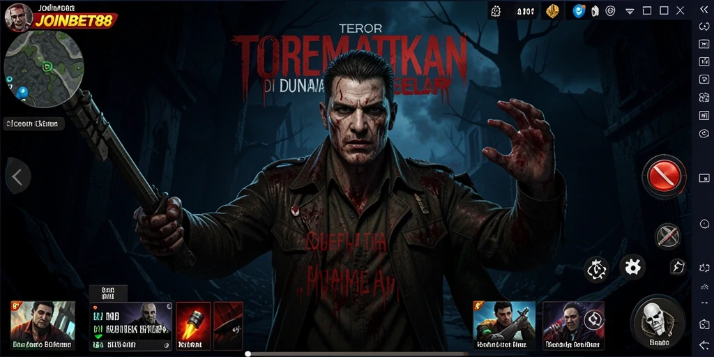 Screenshot gameplay JOINBET88 menampilkan suasana horor yang mencekam.