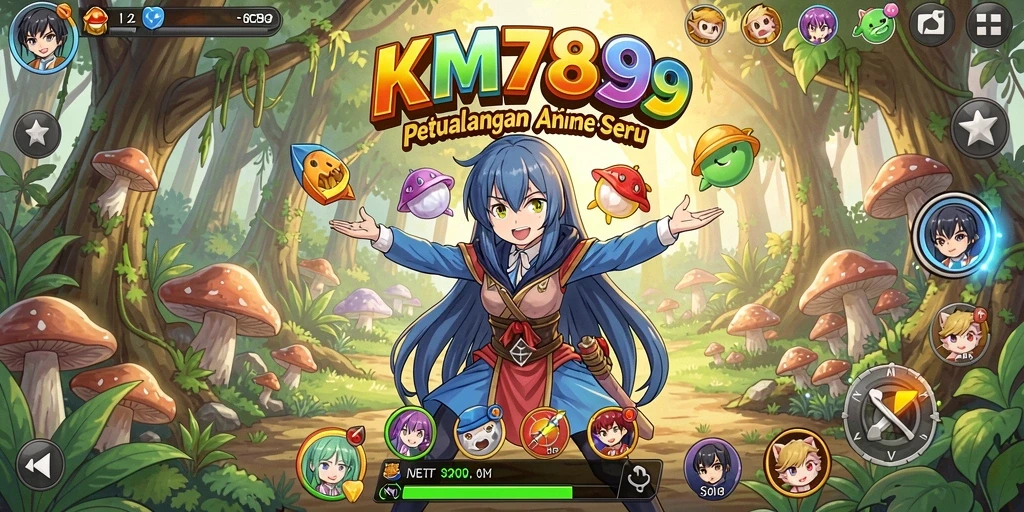 Screenshot gameplay KM789 menampilkan karakter Anime dengan aksi menarik.