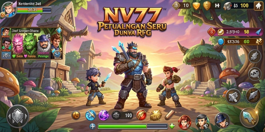 Tampilan gameplay NV77 yang mendebarkan dalam pertempuran RPG.