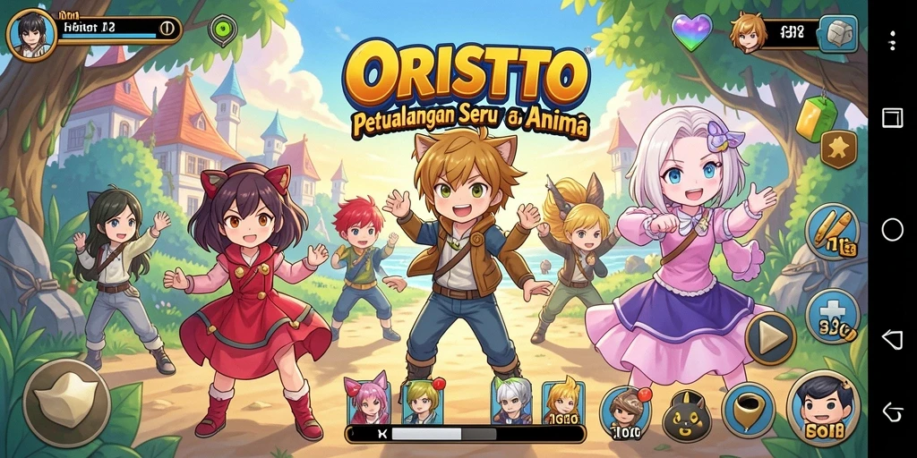 Tampilan gameplay ORISTOTO yang memukau dan karakter menarik.