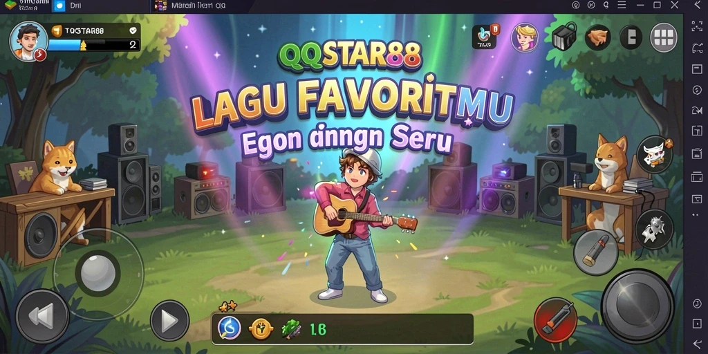 Screenshot gameplay QQSTAR88 yang menunjukkan pengalaman menyanyi yang seru.