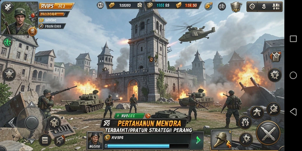 Gameplay menegangkan dengan strategi menara yang seru.