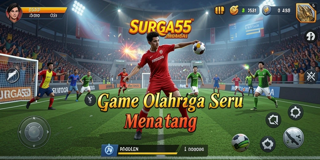 Tampilan gameplay seru dalam SURGA55 dengan aksi olahraga yang mendebarkan.