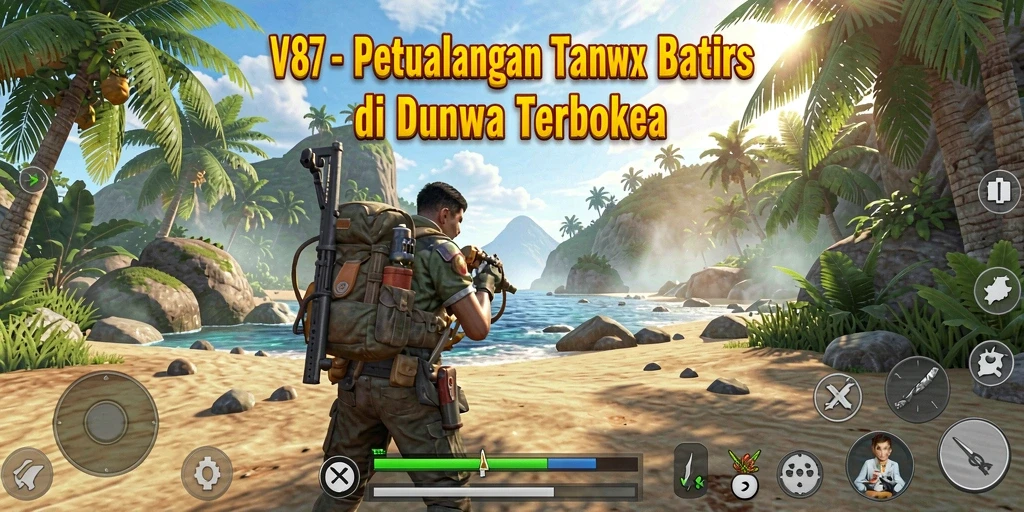 Tampilan gameplay V87 yang menakjubkan dalam dunia terbuka.