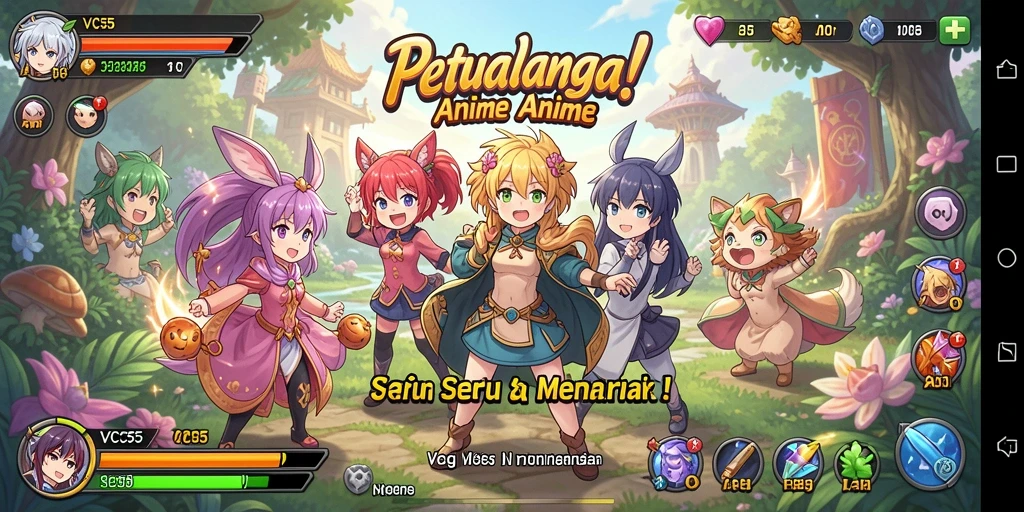 Tampilan gameplay menarik dengan karakter Anime yang ikonik.