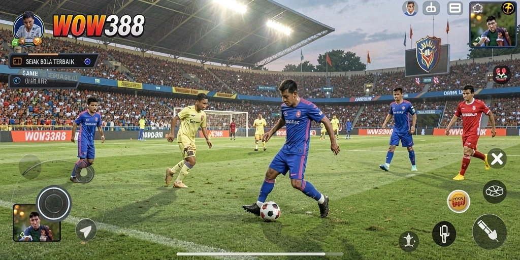Tampilan gameplay WOW388 yang seru dalam pertandingan sepak bola.